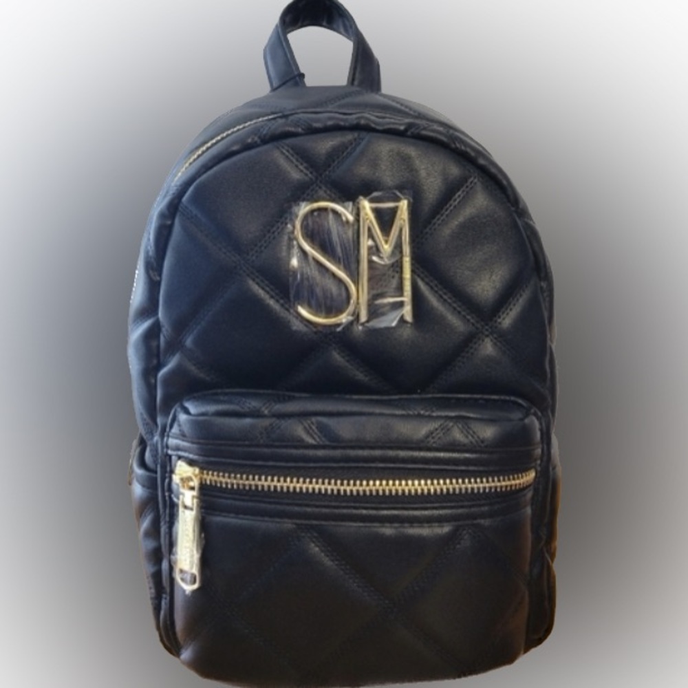 NEW Steve Madden Quilted Backpack with gold zippers.